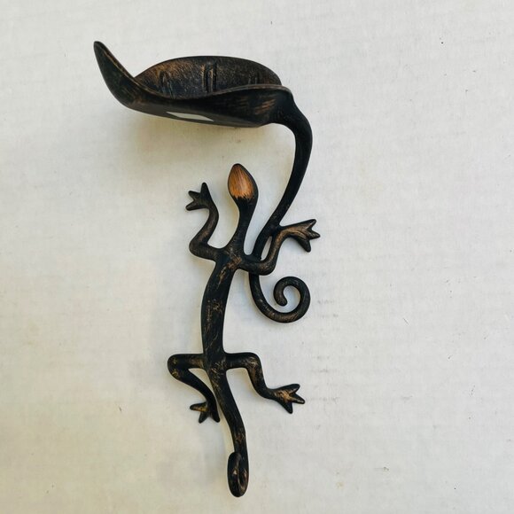 Partylite Cast Iron Metal Bronzed LIZARD Hanging Candle Holder Sconce Home Decor - Picture 1 of 7